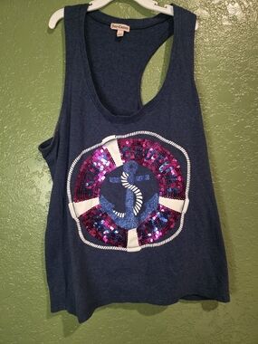 Juicy Couture Navy Sequin Anchor Tank Top